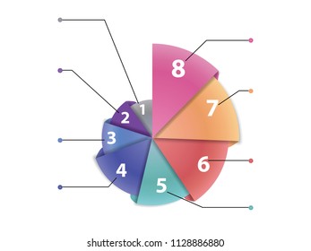8 options Infographic Template or Background. Spiral cone shell style infographic design No.3. Can be used for Presentation or information banner. Can edit your own texts in spaces provided. Vector