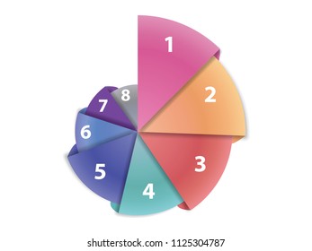 8 options Infographic Template. Spiral cone shell style infographic Template or Background. Can be used for Presentation or information banner. Can edit your own texts in spaces provided. Vector