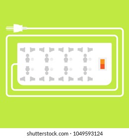 8 out surge protector and power strips, flat design, vector, illustrator