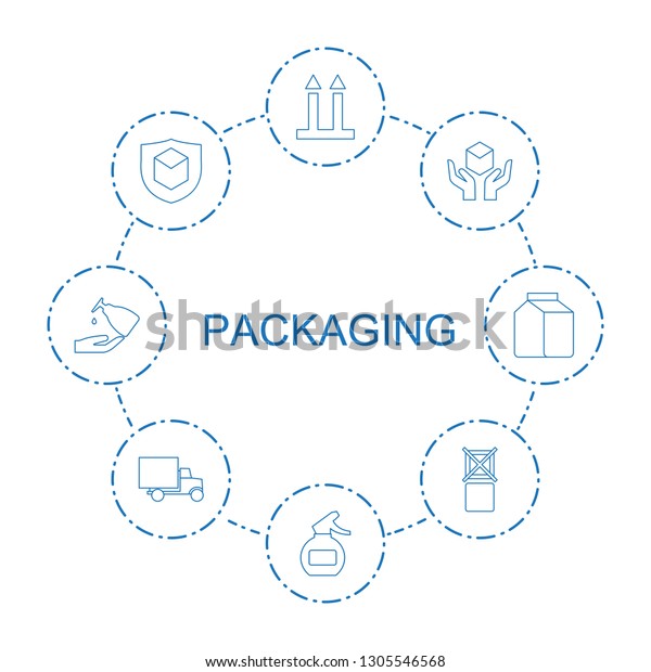 8\
packaging icons. Trendy packaging icons white background. Included\
line icons such as cargo arrow up, spray bottle, handle with care,\
cargo insurance. packaging icon for web and\
mobile.