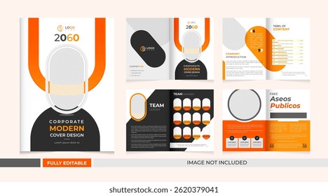 Design de modelo de folheto corporativo de 8 páginas
