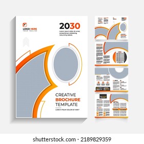 8 Page Simple Modern Orange And Black Corporate Business Annual Report Brochure Design Template With Creative Shapes