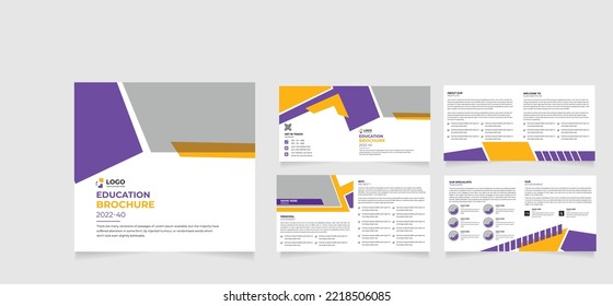 8 Page square education school brochure design template, Annual report, company profile, A4 size. Back to school, admission brochure layout bifold brochure