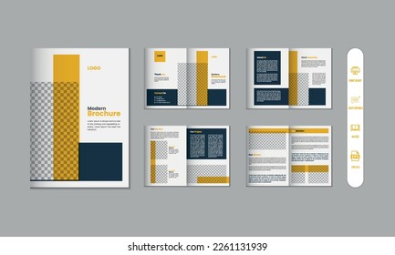 8 pages corporate modern brochure and company profile, magazine, portfolio template design
