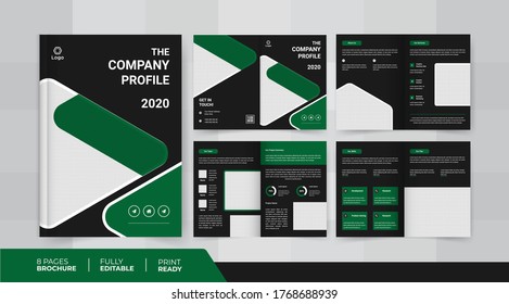 8 Pages Creative Business Brochure with modern abstract design. Use it business presentations and Multi Purpose design vector eps 10 