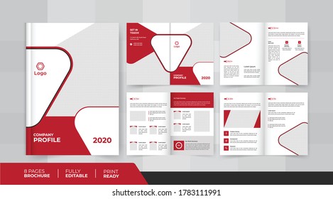 8 Pages Creative Business Brochure with modern abstract design. Use it business presentations and Multi Purpose design vector eps 10