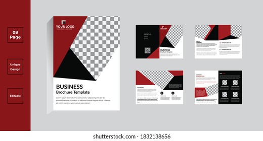 8 Pages Creative Business Brochure with modern abstract design. Use it business presentations and Multi Purpose design vector eps 101