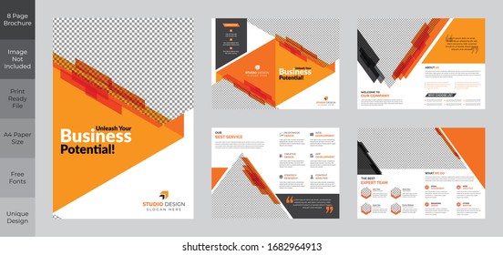 8 Pages Creative multipurpose Brochure template design with A4 Page Easy to edit magazine cover page design Use for marketing, print, annual report and business presentations and Multipurpose