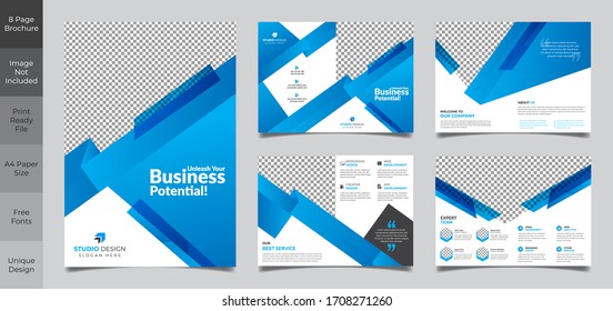 8 Pages Creative multipurpose Brochure template design with A4 Page Easy to edit magazine cover page design Use for marketing, print, annual report and business presentations and Multipurpose