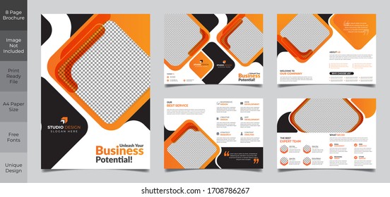 8 Pages Creative multipurpose Brochure template design with A4 Page Easy to edit magazine cover page design Use for marketing, print, annual report and business presentations and Multipurpose