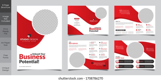8 Pages Creative multipurpose Brochure template design with A4 Page Easy to edit magazine cover page design Use for marketing, print, annual report and business presentations and Multipurpose