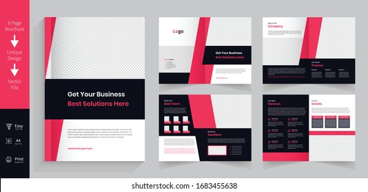 8 Pages Professional Business Brochure Set with modern abstract design.