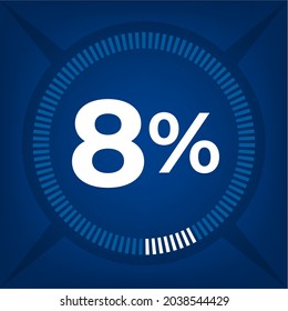 8 % zählen auf dunkelblauem Hintergrund