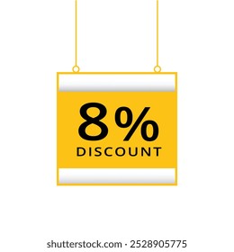 8 percent discount isolated flat design banner. vector template.