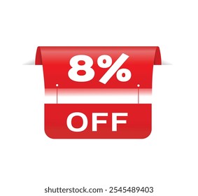 8 percent off - Banner label vector design announcement template. flat design symbol.