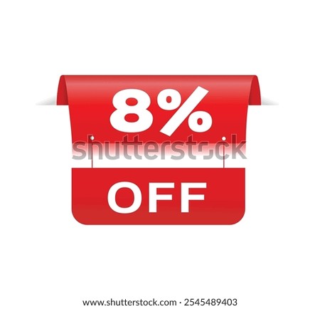 8 percent off - Banner label vector design announcement template. flat design symbol.