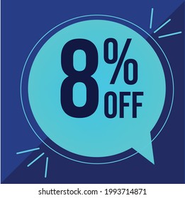 8 Percent Off. Discount For Big Sales. Blue Balloon On A 
Dark Blue Background  
