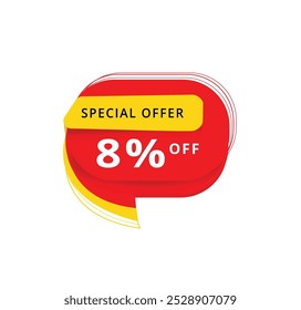 8 percent off discount label or price tag special offer. vector design.