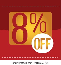 8 percent off. red and orange banner with floating balloon for promotions and offers