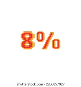 8 Percent with pixel art on white background.