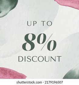 Up to 8% percentage off Sale. Discount offer price sign. Special offer symbol. Discount tag badge Vector Illustration. Perfect design for shop and sale banners