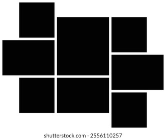 8 Photo collage tiles template. Mosaic pattern for background and picture. Presentation and portfolio wall board .