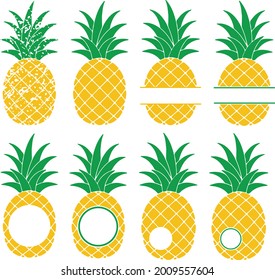 8 Pineapple Monogram Frames - Split and Circular