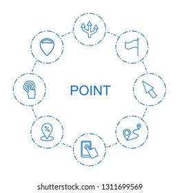 8 point icons. Trendy point icons white background. Included outline icons such as arrow, touchscreen, flag, location, distance, sale location. point icon for web and mobile.