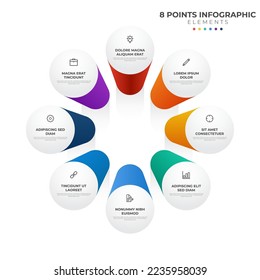 8 points circular infographic element, cycle layout diagram with icon and colorful color, can be used for presentation, banner, etc.