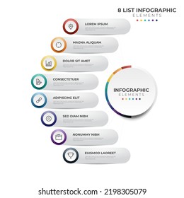 8 points of steps, circular list diagram , infographic element layout template vector with icons