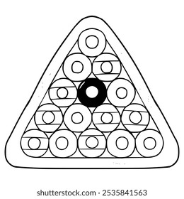 8 pool ball on rack illustration hand drawn outline vector