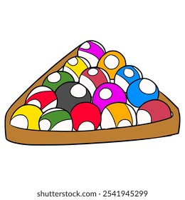 8 pool ball on rack illustration hand drawn isolated vector