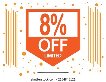 8% Price tag. Banner for price reduction ad for stores and sales.