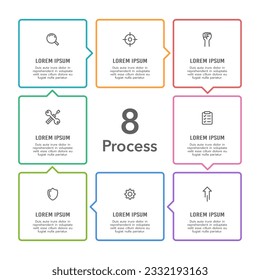 8 Process to success. Infographic square cycle 8 steps. Business presentation. Vector illustration.