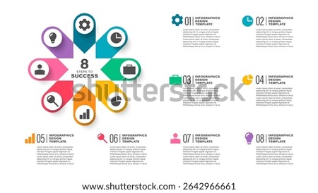 8 Processes Circle Diagram Infographic Design Template With Icons And Place For Data