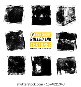 8 Rolled Ink Square Textures