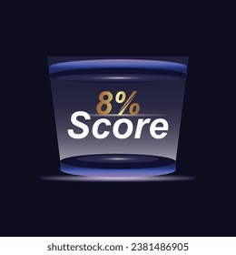 8% Score Sign Designed to catch the  and illustration  combination in blue Vector illustration background design.