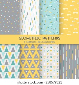 8 Seamless Geometric Patterns - Texture for wallpaper, background, textile, scrapbook - in vector