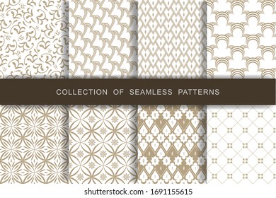 8 Seamless Patterns Set. Vector illustration. Textile printing.