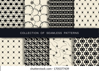 8 Seamless Patterns Set. Vector illustration. Textile printing.