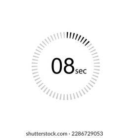8 seconds timer icon,8 sec digital timer. Clock and watch, timer, countdown.
