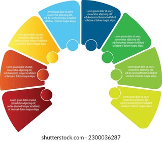 8 sección vector.Infografías para el concepto de negocio. Se puede utilizar para presentaciones banner, diseño de flujo de trabajo, diagrama de procesos, diagrama de flujo, infografía