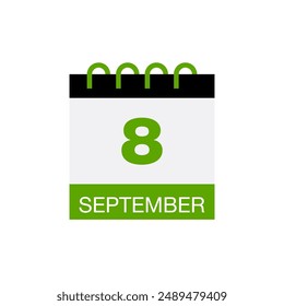8 septiembre calendario fecha icono Vector eps