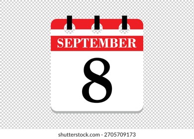Vector Icono de calendario de 8 de septiembre, ícono de calendario de 8 fechas de septiembre, ícono de calendario de 8 de septiembre, ícono de calendario de Vector.