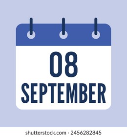 8 September Calendar, Isolated Vector Calendar.