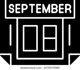 8 September Solid Style Sample EPS Icon
