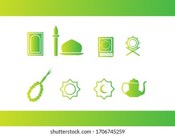 8 sets of Muslim line art icon designs