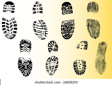 8 Shoeprints - Highly detailed transparent vectors so they can be overliad onto other graphic elements