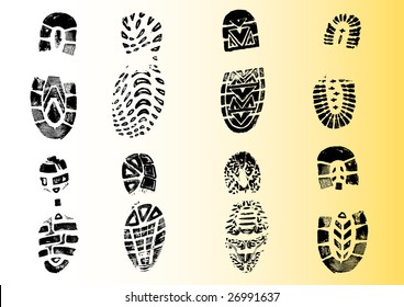 8 Shoeprints - Highly detailed transparent vectors so they can be overliad onto other graphic elements