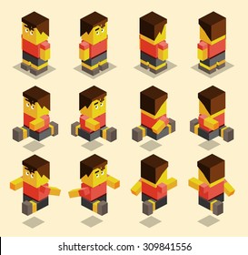 8 Sided Character Set For Game. Isometric Art